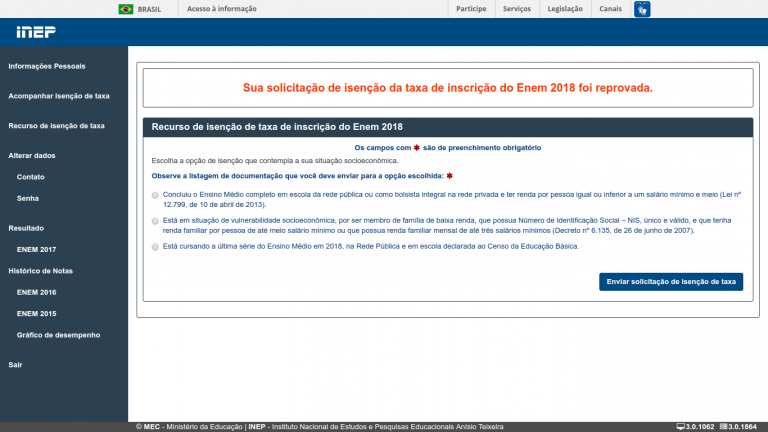 Enem 2018: Recurso Da Isenção Da Taxa De Inscrição Vai Até 29 De Abril