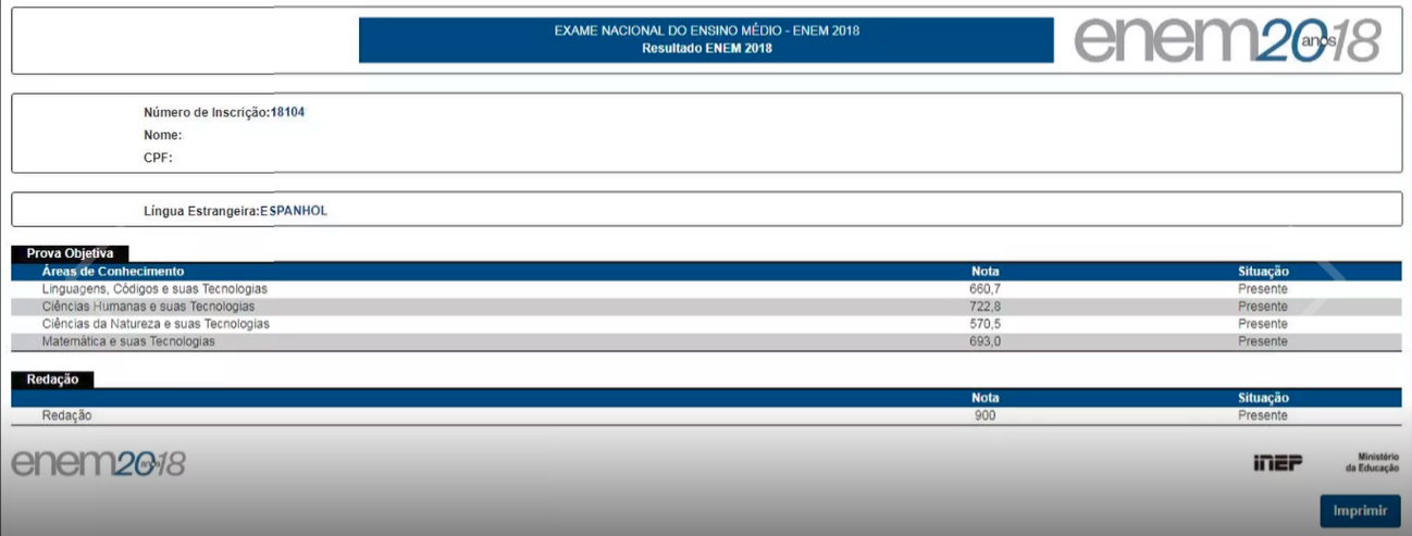 Resultado Do Enem 2018 (Notas) Liberado Para Consulta • Infoenem